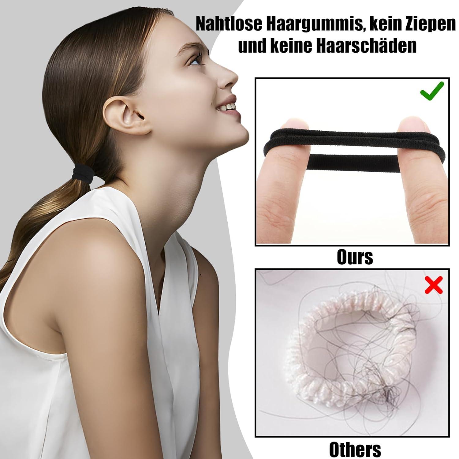 100 Stück Mädchen Haargummis Schwarz Groß Elastisch Weich