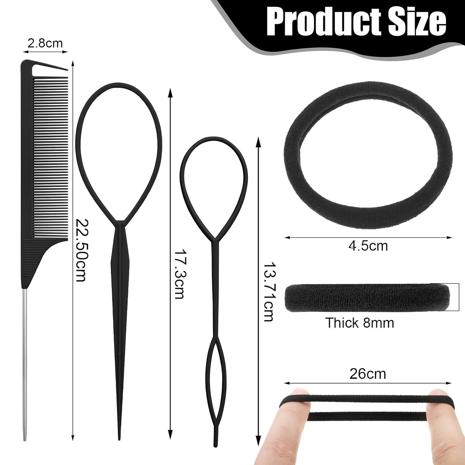 100 Stück Mädchen Haargummis Schwarz Groß Elastisch Weich Seamless mit Kamm