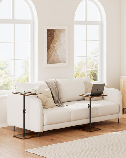 Höhenverstellbarer C-Form Beistelltisch 360° Rotierend Holz Laptoptisch