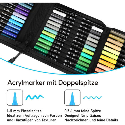 Acryl Marker Set 48 Farben – Dual Tip für Kunst & DIY