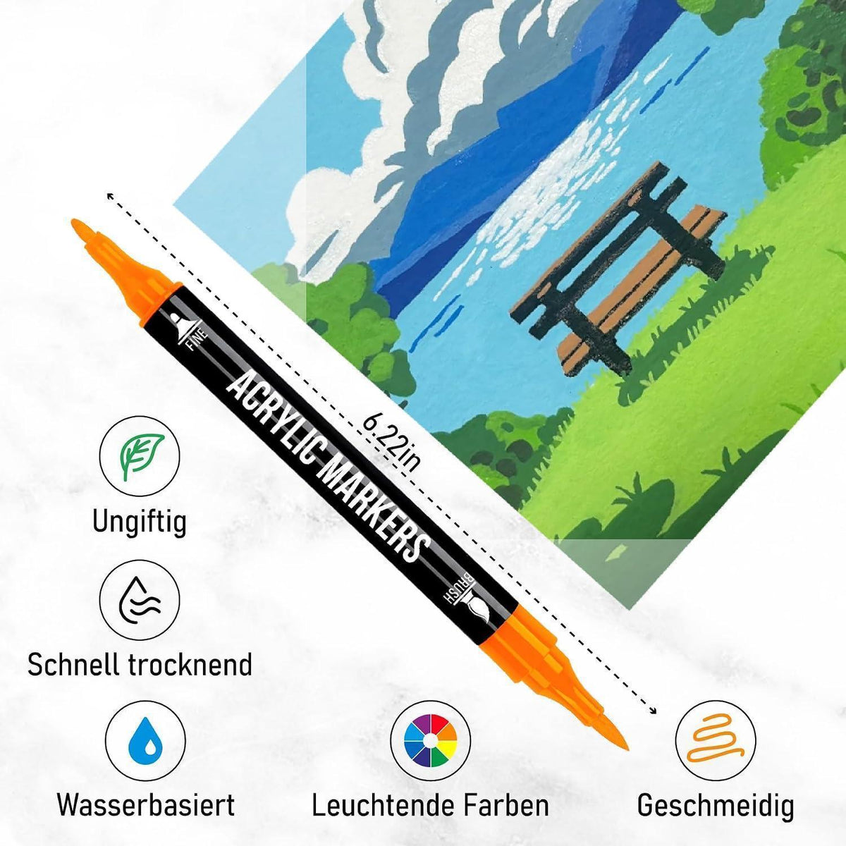 Acryl Marker Set 48 Farben – Dual Tip für Kunst & DIY
