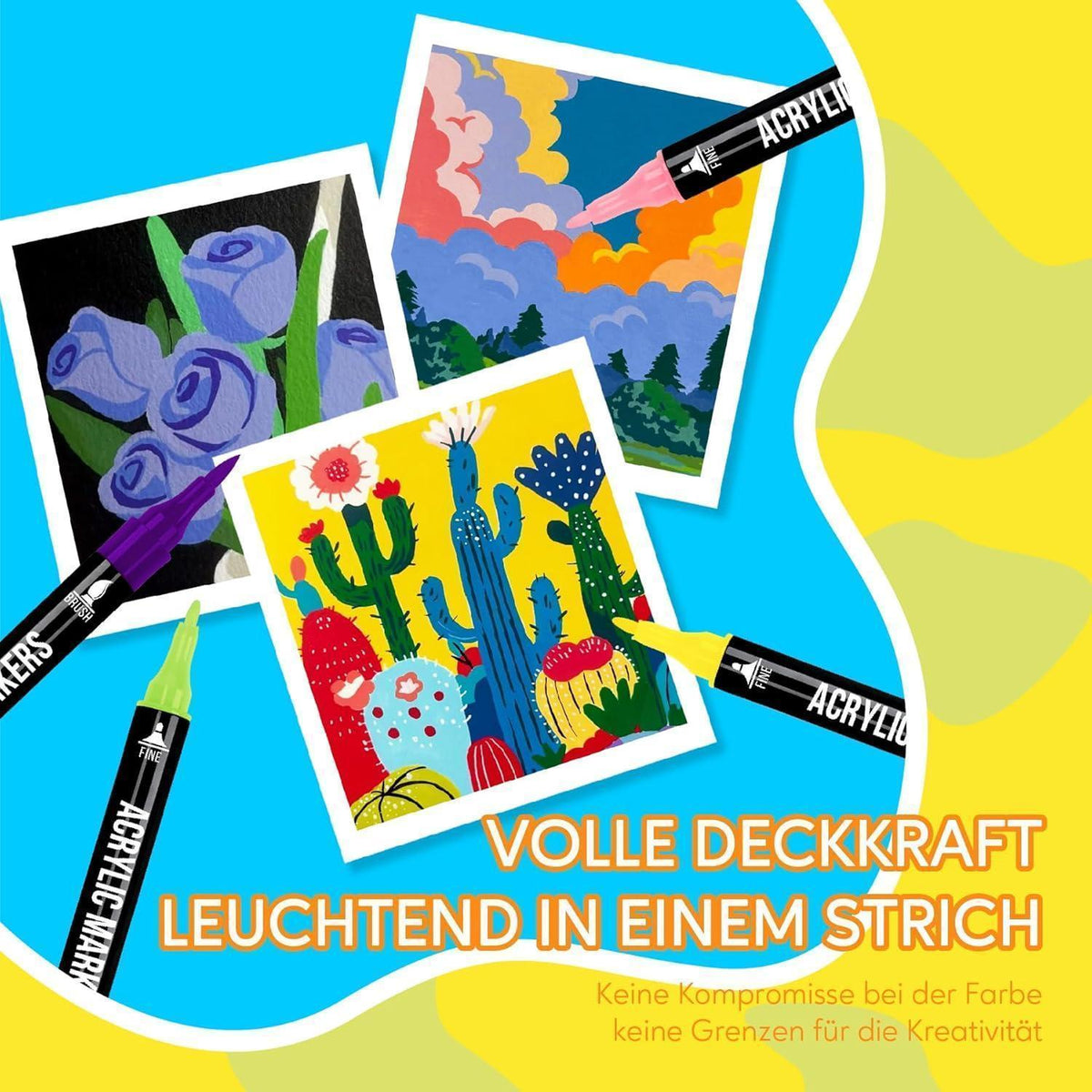 Acryl Marker Set 48 Farben – Dual Tip für Kunst & DIY