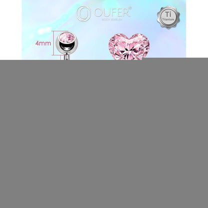 Bauchnabelring Herz mit rosa Zirkonia Titan 14G 12mm