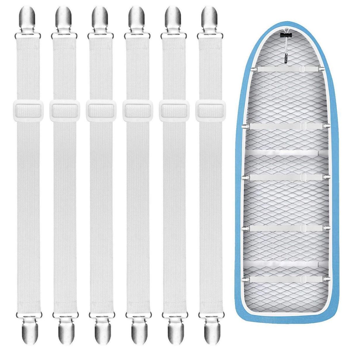 6x Bettlakenklammern Verstellbar 30-100cm – Elastische Spanngurte