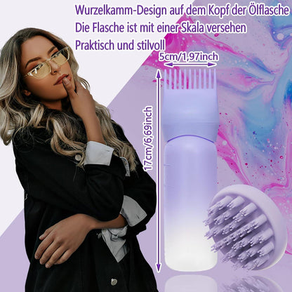Haaröl Applikator mit Scalp Massager - Lila Haaröl Flasche