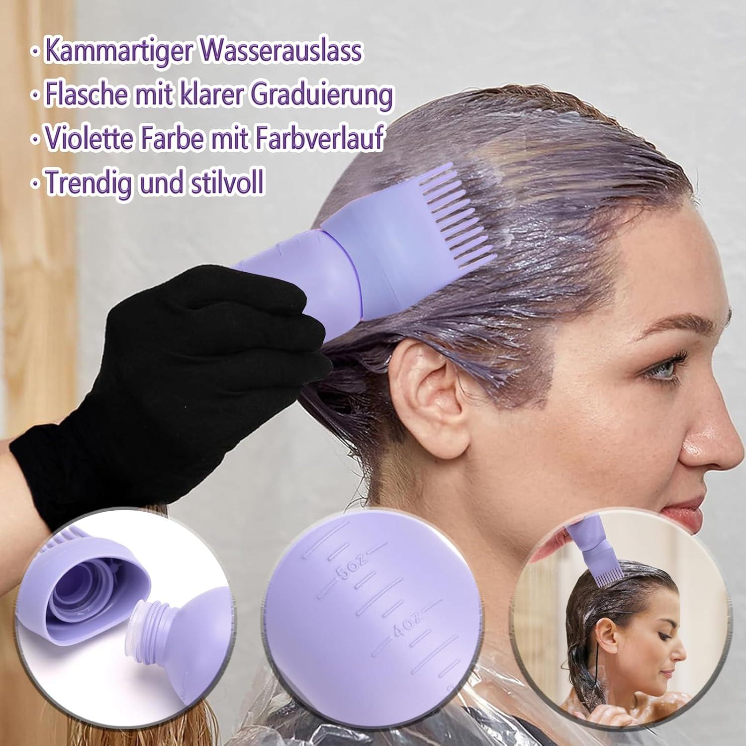 Hair Oil Applikator mit Scalp Massager und Flasche - Lila Farbverlauf