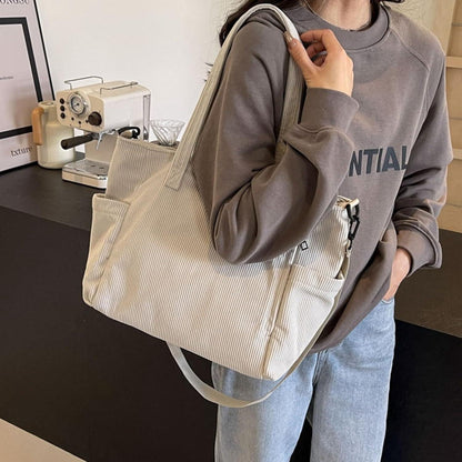 Damen Kord Groß Handtasche Tote Bag Umhängetasche Shopper Beuteltasche