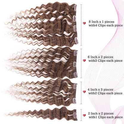 Deep Curly Echthaar Clip-Ins Dunkelbraun 55cm