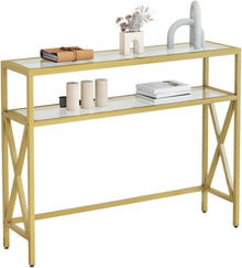 Konsolentisch gehärtetes Glas Industrieller Tisch Gold HGD007G