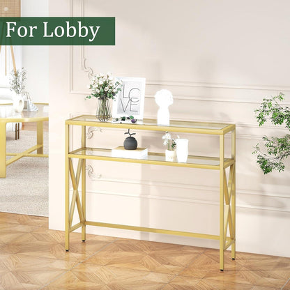 Konsolentisch gehärtetes Glas Industrieller Tisch Gold HGD007G