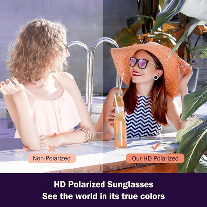 Polarisierte Sonnenbrille Damen Retro Rund UV400 Cateye Vintage