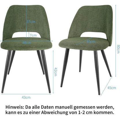 Esszimmerstühle Set 4 Grün, Gepolsterte Samtstühle Modern