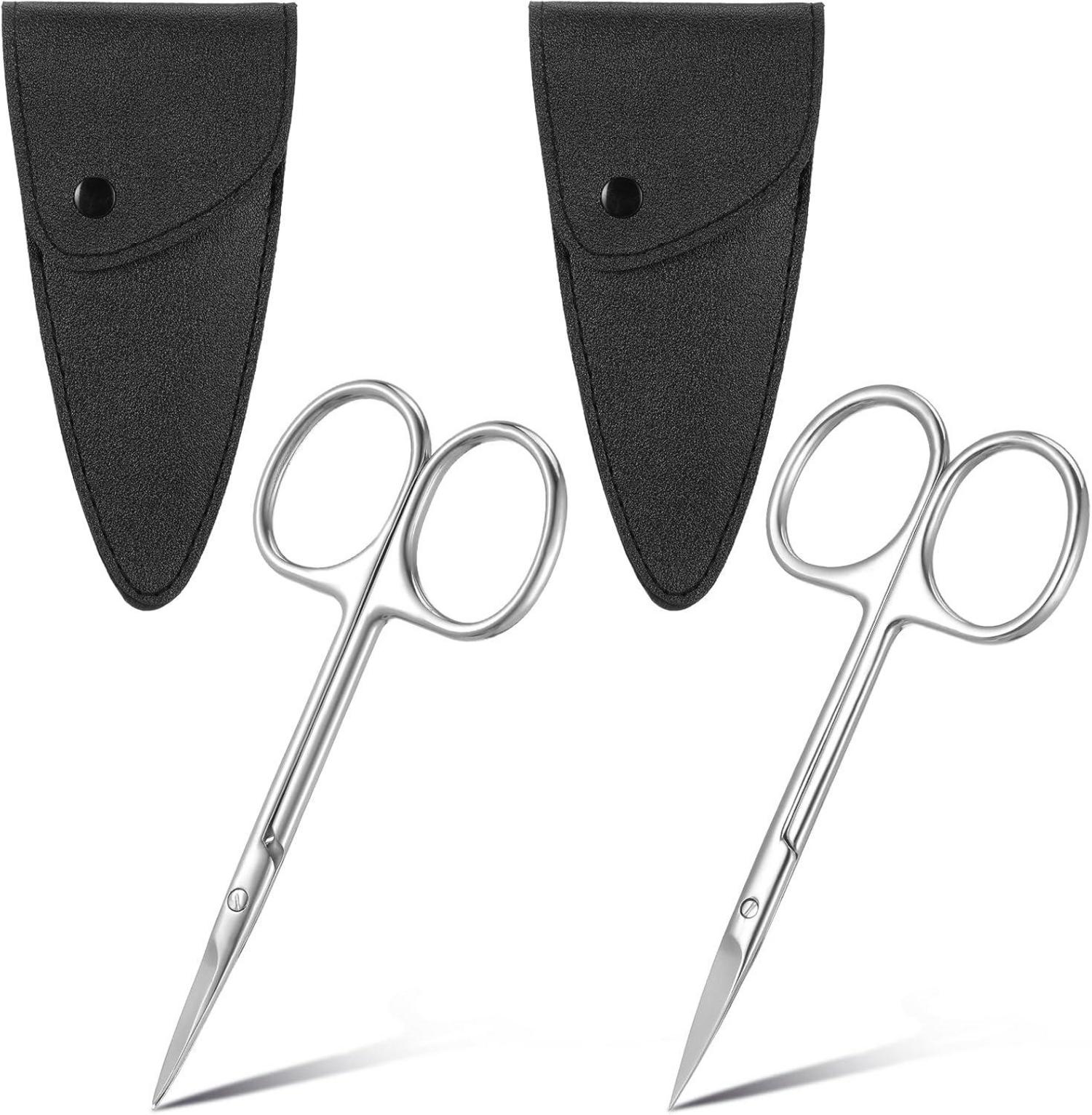 Hochwertiges 2er Set Scheren mit Etui aus PU-Leder
