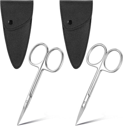 Hochwertiges 2er Set Scheren mit Etui aus PU-Leder
