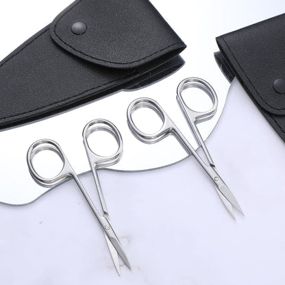 2er Set Kleine Augenbrauenschere mit PU-Scheide, Profi Nagel- und Hautschere