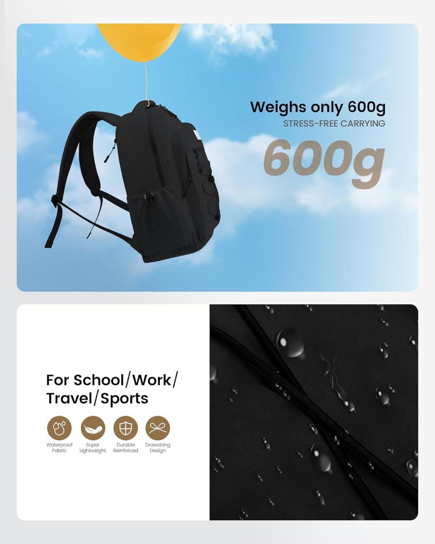 Schwarzer LOVEVOOK Schulrucksack 15,6 Zoll Laptopfach Leicht Uni Arbeit