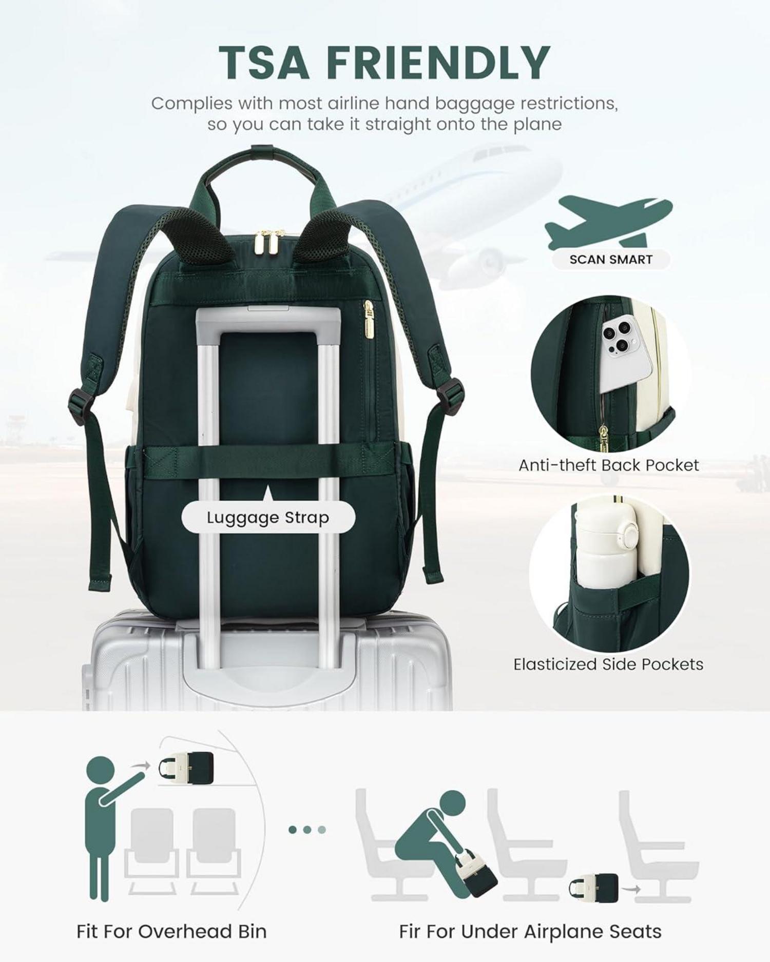 Damen Rucksack 15,6 Zoll Laptopfach Wasserdicht Uni Büro Reise Daypack Blau