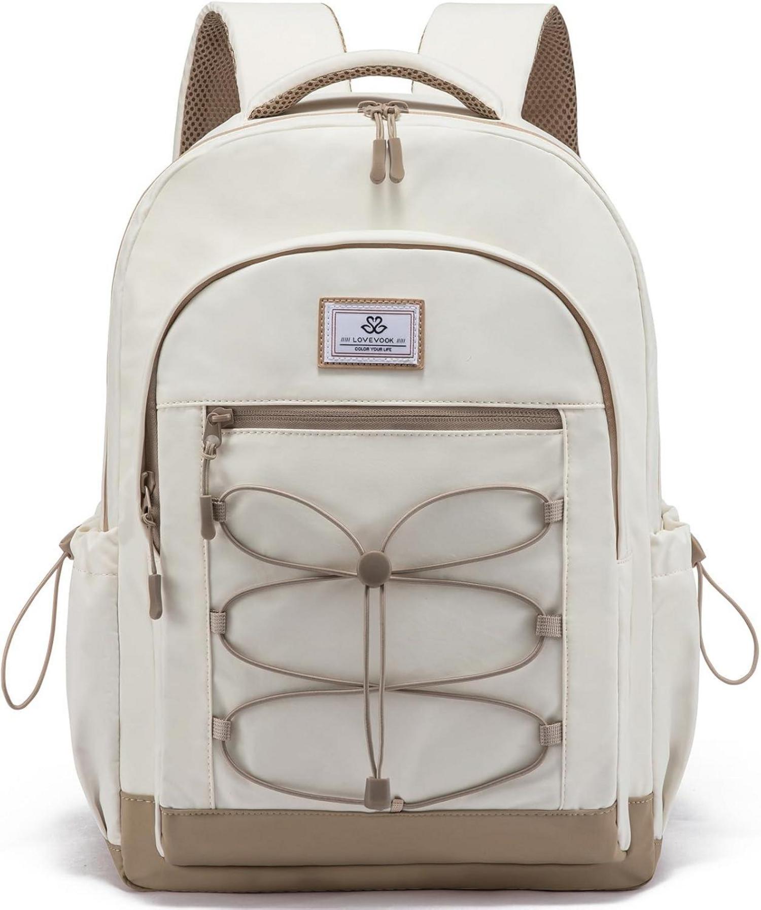 15,6 Zoll Laptop Rucksack Damen Herren Beige Leicht Daypack