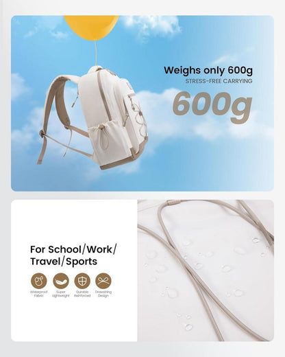 Rucksack Damen Herren 15,6 Zoll Schulrucksack Teenager Leicht Beige