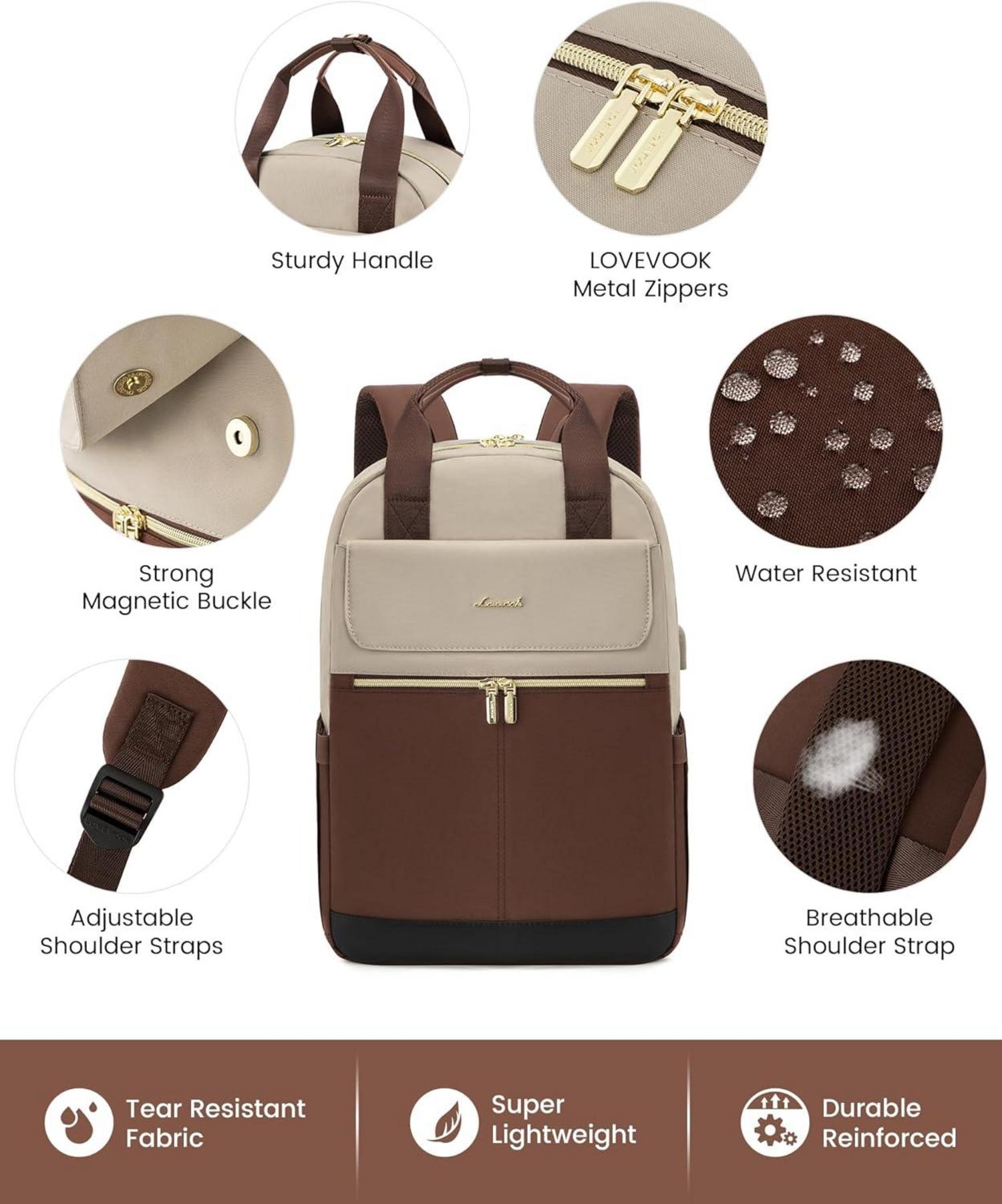 Rucksack Damen 15,6 Zoll mit Laptopfach wasserdicht Daypack Uni Büro