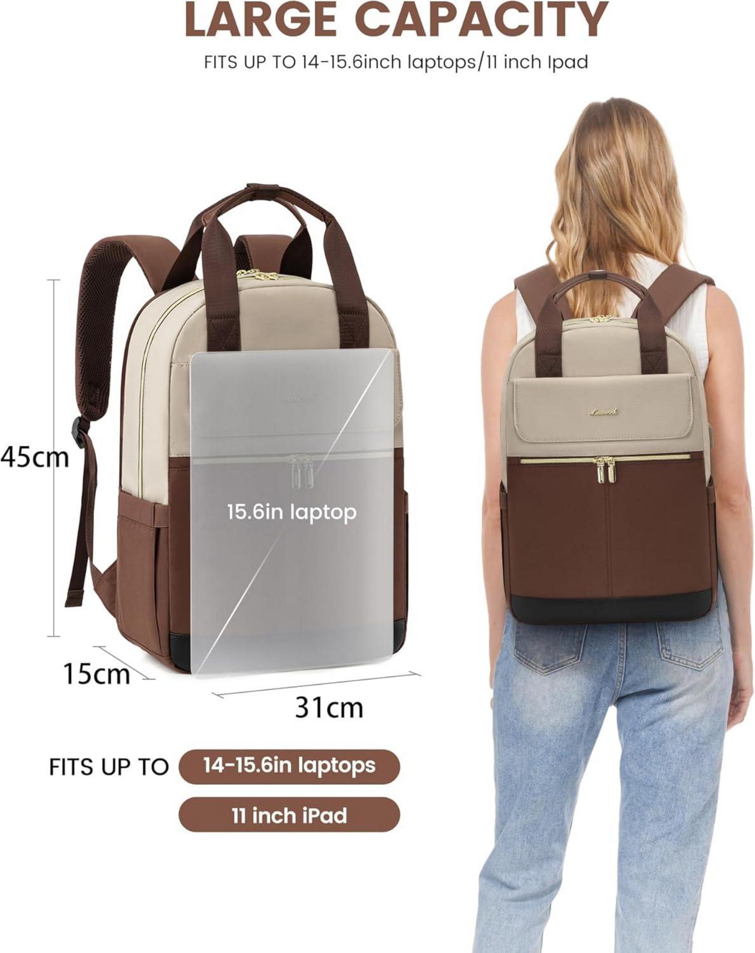 LOVEVOOK Rucksack Damen 15,6 Zoll Laptopfach Wasserdicht Daypack Büro Uni Reise