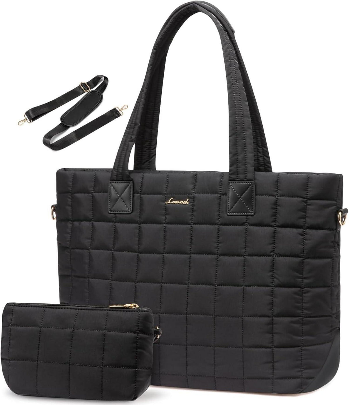 Laptoptasche Damen Schwarz 17 Zoll Groß mit Trennwand Organizer