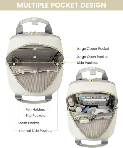 Rucksack Damen Groß 17 Zoll Laptop Schulrucksack Wasserdicht Hellgrau