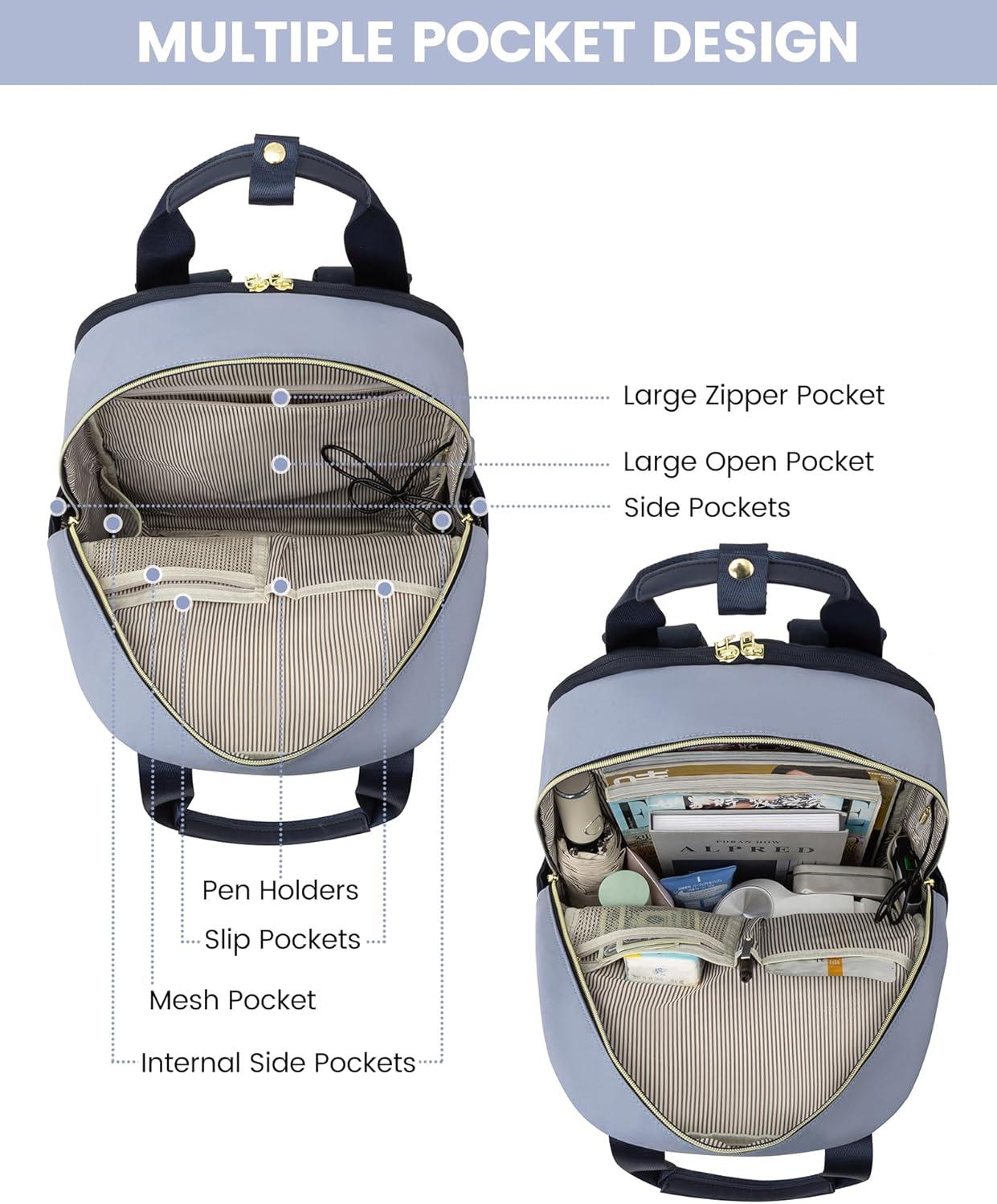 LOVEVOOK Rucksack Damen 15,6 Zoll Laptopfach Wasserdicht Blau