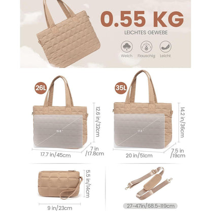 Laptoptasche Damen 15,6 Zoll Khaki Arbeitstasche Groß
