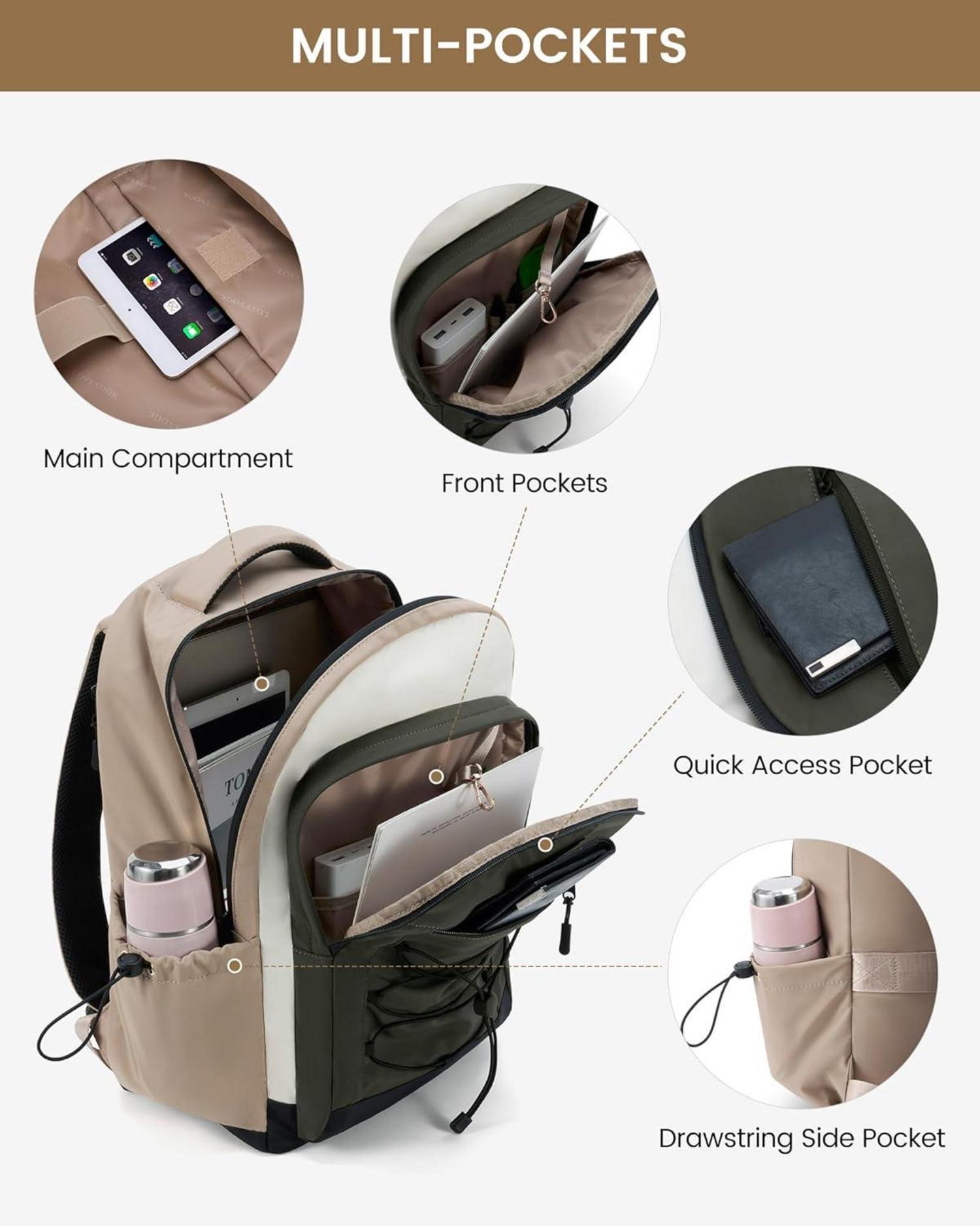 15,6 Zoll Laptop Rucksack mit Diebstahlschutz und Gepäckriemen