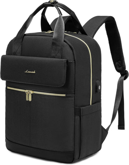 Rucksack Damen 17 Zoll Laptop Schultasche Wasserdicht Schwarz