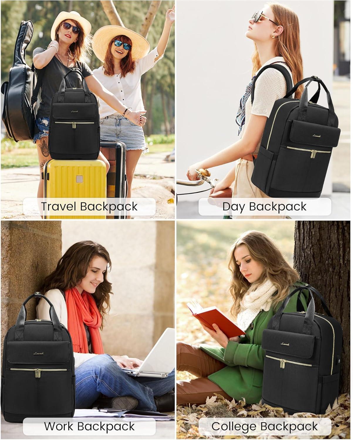 Rucksack Damen Groß 17 Zoll Laptop Schulrucksack Wasserdicht Schwarz