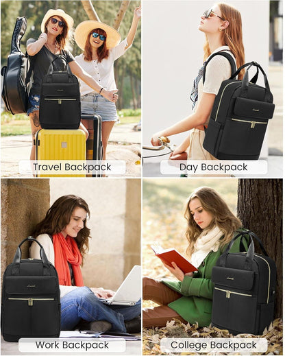 Rucksack Damen Groß 17 Zoll Laptop Schulrucksack Wasserdicht Schwarz