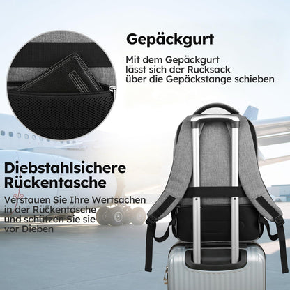 20 Zoll Laptop Rucksack Grau – Schulrucksack für Teenager & Herren