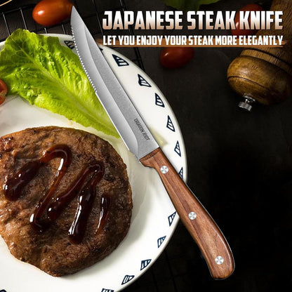 Steakmesser Set 4-teilig mit Holzgriff & Geschenkbox