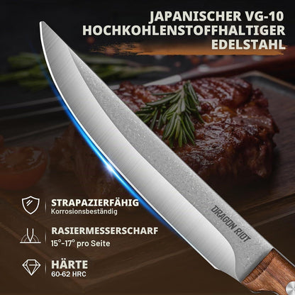 Steakmesser Set 6-teilig mit Holzgriff & Geschenkbox