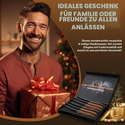 Steakmesser Set 6-teilig mit Holzgriff & Geschenkbox