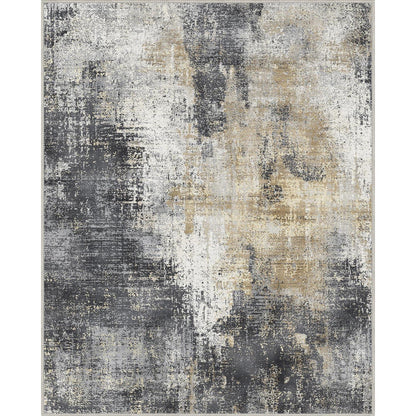 Moderner Wohnzimmerteppich Schwarz-Grau 200x290 cm, Rutschfest & Waschbar