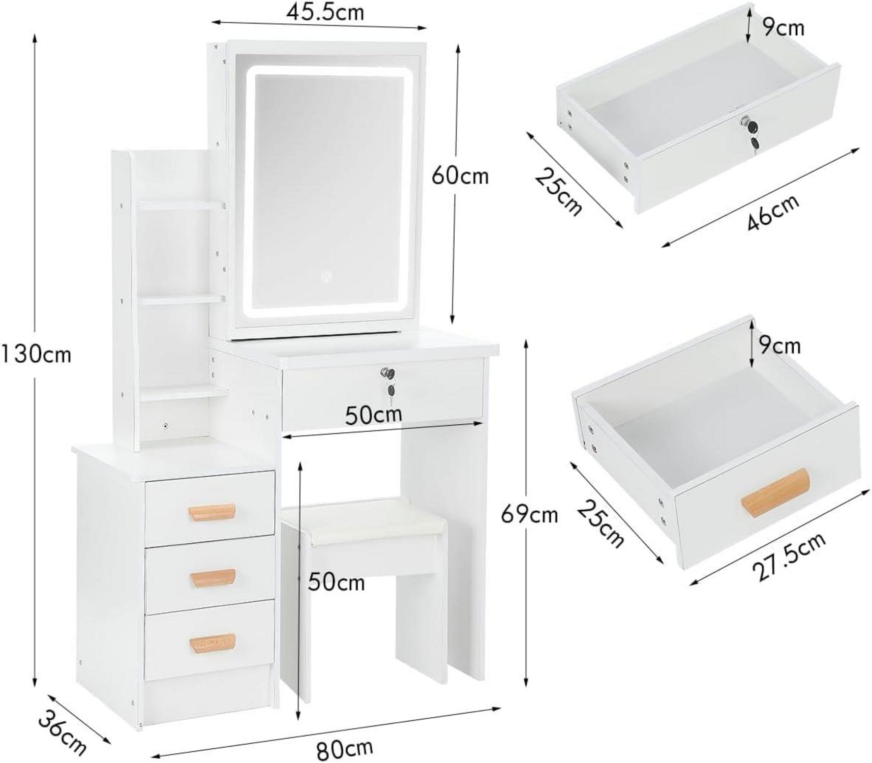 Schminktisch LED Spiegel Hocker Weiß Kosmetiktisch Discounter