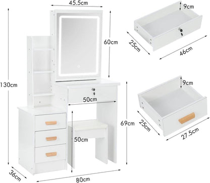 Schminktisch LED Spiegel Hocker Weiß Kosmetiktisch Discounter