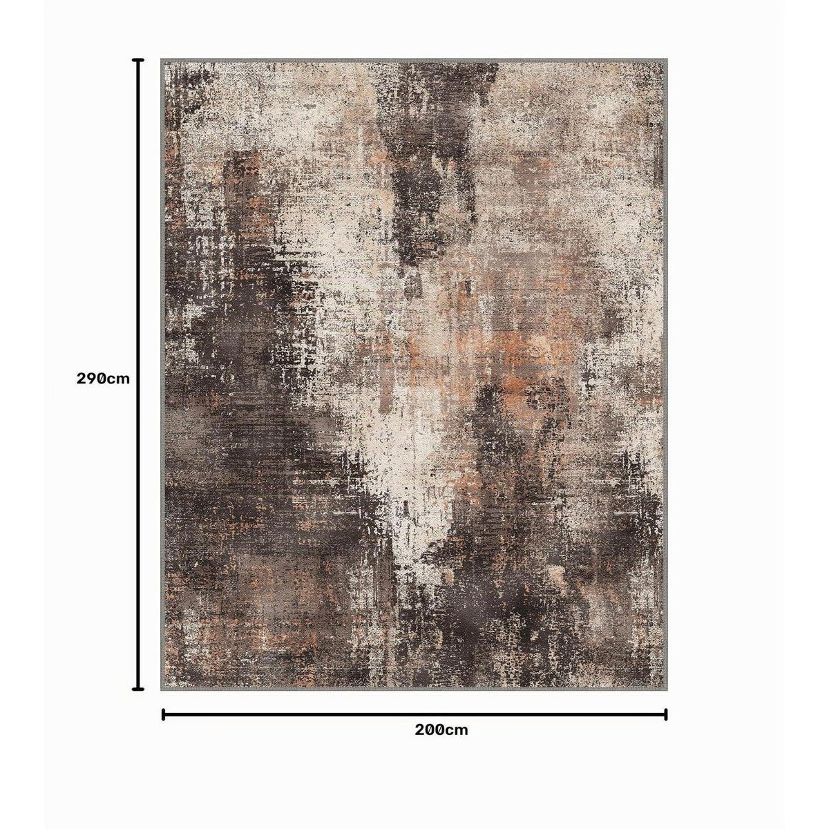 Moderner Wohnzimmerteppich 200x290 cm Rotbraun, Rutschfest & Waschbar