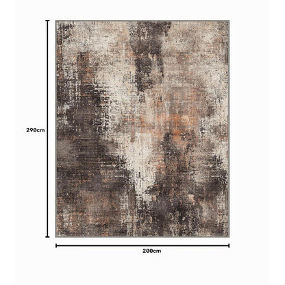 Moderner Wohnzimmerteppich 200x290 cm Rotbraun, Rutschfest & Waschbar