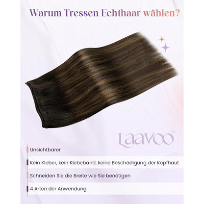 Echthaar Tressen Braun Balayage Ombre 40cm #2/8/2