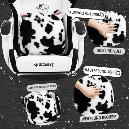 Gaming Stuhl Niedlich mit Ohren & Kawaii Kissen, Ergonomisch für Mädchen