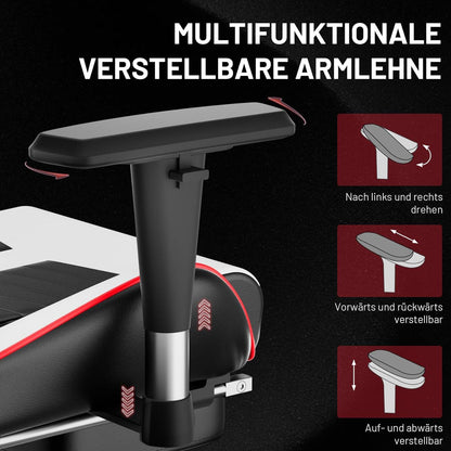 Gaming Stuhl mit Kopfstütze und Lendenkissen, PC Stuhl Schwarz-Grau