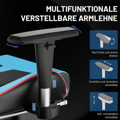 Gaming Stuhl ergonomisch mit Kopfstütze Lendenkissen Fußstütze