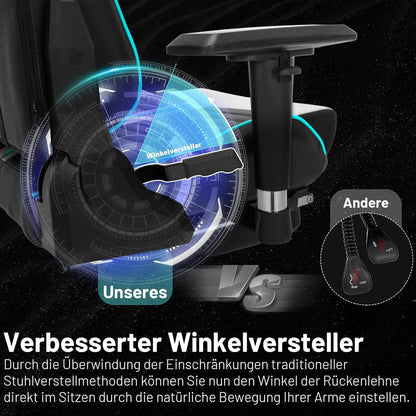 Gaming Stuhl Ergonomisch Kopfstütze Lendenkissen Fußstütze Schwarz