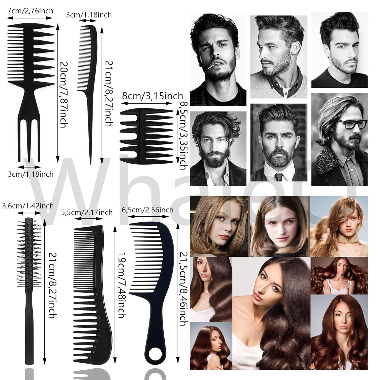 WhaleO 7 Stück Kamm Set Männer Frauen Locken Haarbürste
