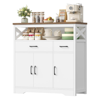 Sideboard mit Arbeitsplatte | Küchenschrank mit 2 Schubladen & 3 Türen
