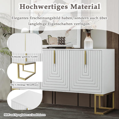 Weißes Sideboard mit 6 Schubladen & verstellbaren Regalen